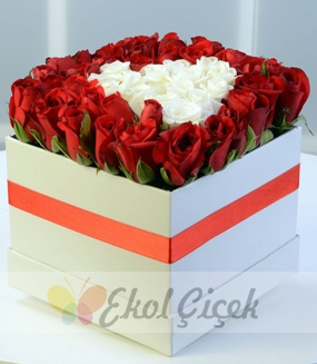 Kutuda Kırmızı Beyaz Güller